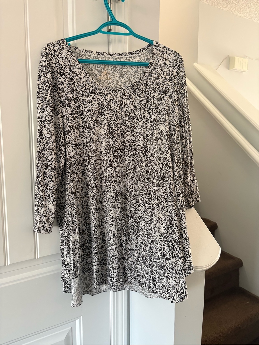 Blue Sky Black & White Floral Swing Tunic